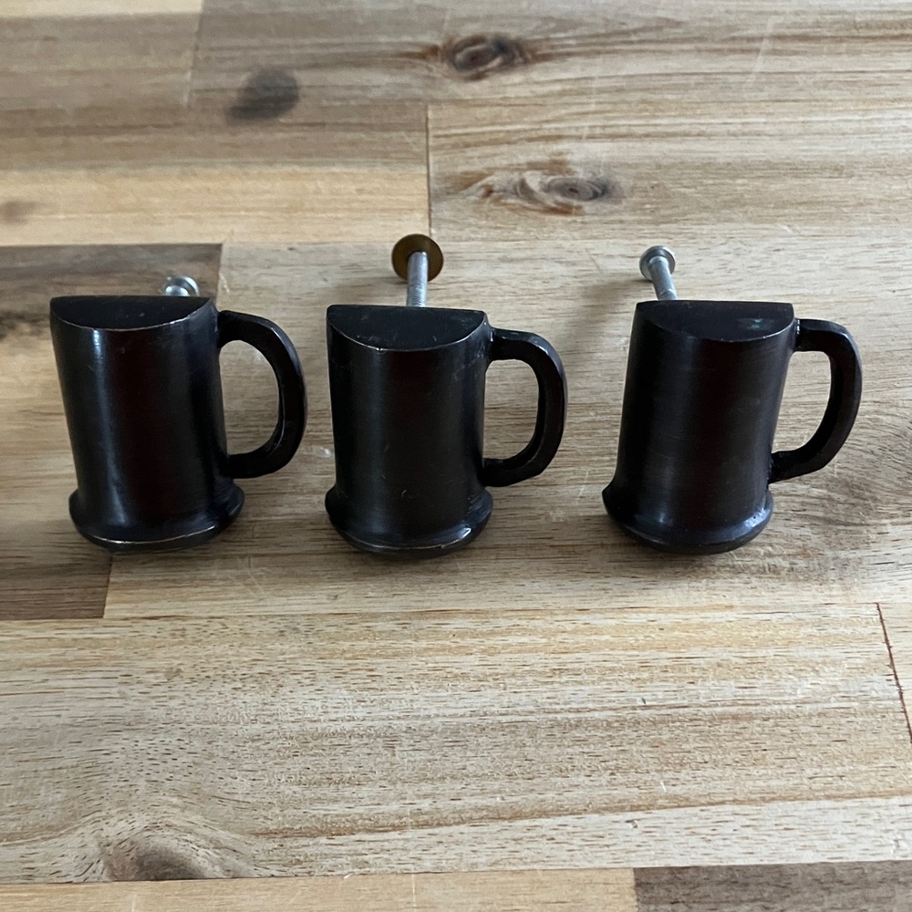 Bundle of 3 - Beer Stein Black Metal Cabinet Knobs